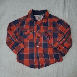 GUESS Toddler Boy's‎ Multi Plaid Button Down Long Sleeve Logo Shirt